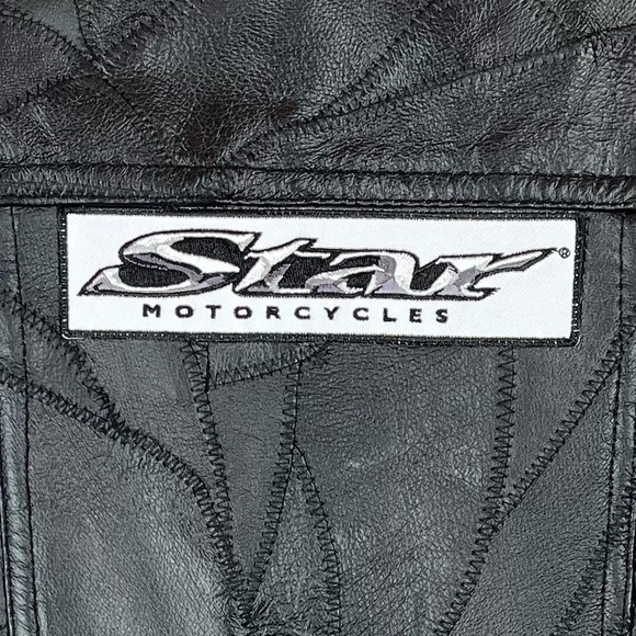 Vintage Biker Leather Vest Navarre Leather Co Patchwork STAR MOTORCYCLES - Picture 10 of 15